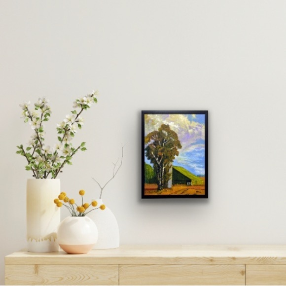 "The Green Barn"  Hand Painted Landscape, Acrylic on a16 X 20 Stretched Canvas - Picture 3 of 4